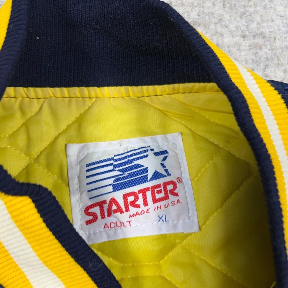 Vintage West Virginia Mountaineers Jacket Men XL Starter Satin Bomber  80s WVU‎ - Picture 2 of 16